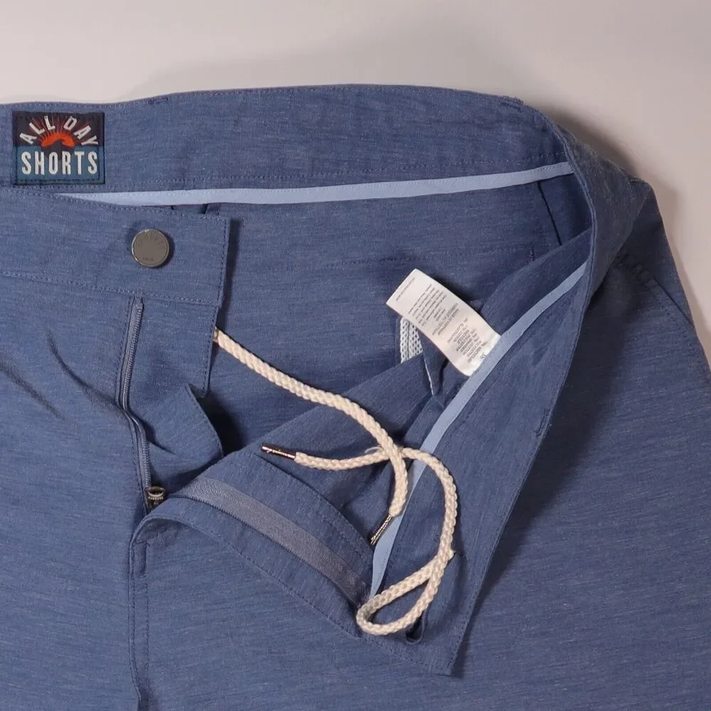 Faherty Mens Size 38 All Day Shorts Blue Zip Fly Drawstring Casual 9” Inseam
